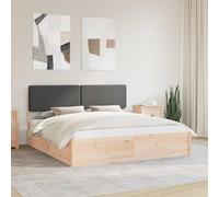 Teenpull Estructura de Cama tapizada Gris Oscuro con cabecero, Pino Macizo, Base de láminas, para colchón Emperador 200 x 200 cm, Dormitorio Moderno, Montaje fácil y Soporte Duradero