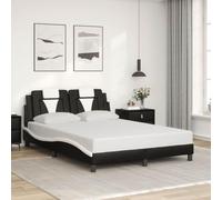 Teenpull Estructura de Cama Viana sin colchón con cabecero tapizado en Cuero sintético Negro y Blanco para Dormitorio Juvenil o Adulto tamaño 120x200cm Soporte Resistente y diseño Moderno