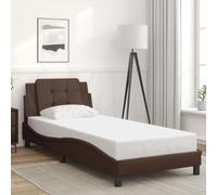 Teenpull Estructura de Cama Zadar con cabecero tapizado en Cuero sintético marrón para Dormitorio Juvenil y Adulto tamaño 80x200 cm con Soporte y diseño Moderno