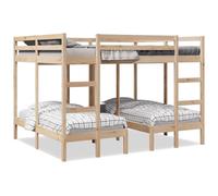 Teenpull Estructura de litera Triple de Madera de Pino 160x200 cm con Base de Listones, Espacio de Almacenamiento y Seguridad para dormitorios Juveniles e Infantiles