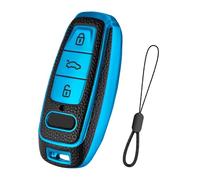 Teenpull Funda de llave para Audi A6L A6 A7 A8 Q7 Q8 E-Tron 2018-2024 A3 S3 S6 SQ7 RS6 S7 RS7 Funda protectora para llave de coche con llavero accesorios para coche (azul azul)