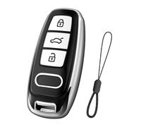 Teenpull Funda de llave para Audi A6L A6 A7 A8 Q7 Q8 E-Tron 2018-2024 A3 S3 S6 SQ7 RS6 S7 RS7 Funda protectora para llave de coche con llavero accesorios para coche (negro D)