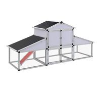 Teenpull Gallinero con cercado y nido de aluminio, resistente, resistente a la intemperie, con bandeja extraíble de 258 x 74 x 117 cm, gran área para dormir y rampa extraíble para jardín y uso al aire