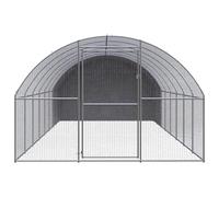 Teenpull Gallinero para exteriores de acero galvanizado de 3 x 8 x 2 m con techo de polietileno impermeable, gran establo para animales pequeños, recinto al aire libre para pollos, conejos, cobayas