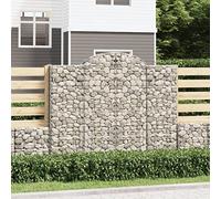 Teenpull Gavión con arco alto, 200 x 30 x 160/180 cm, hierro galvanizado, pared de gavión estable con alambre de 3,5 mm para jardín, terraza, balcón, como barrera decorativa y protección contra el