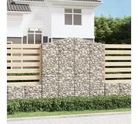 Teenpull Gaviones con arco alto, 2 unidades, hierro galvanizado, 200 x 30 x 200/220 cm, decoración de jardín, con construcción estable para terraza, balcón y jardín como protección contra el viento y