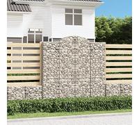 Teenpull Gaviones con arco alto, 3 unidades, 200 x 30 x 200/220 cm, hierro galvanizado, cestas de gaviones estables como barrera decorativa de jardín para balcón, terraza y exterior