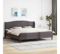 Teenpull Gray Bed Frame 180 x 200 cm Synthetic Leather upholstered Structure with Comfortable headboard Plywood Support Storage Space Easy Assembly Bedroom Indoor Use for Adult Sleeping