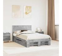 Teenpull Gray Concrete Bed Frame with Headboard, 120 x 200 cm, Engineered Wood, Indoor Bedroom Use, Sturdy Support, Easy-Clean Finish for Modern Rest Spaces