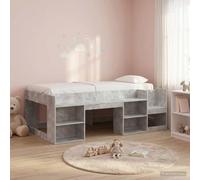 Teenpull Gray Concrete Kids Bed Frame with Storage, Wooden Engineered Structure, slatted Base, 90 x 190 cm, Indoor Use, Space Saving Platform for Bedroom, Single Sleeper, Durable Design