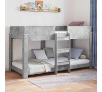 Teenpull Gray Concrete Kids Bunk Bed 100 x 200 cm Wooden Structure Platform Slats Space Saving Bedroom Frame for Children, Guest Room, Easy Clean, Indoor Use
