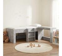 Teenpull Gray Concrete Kids Loft Bed with Integrated Desk, Wooden Frame, Slatted Base, Space Saving Design for Bedroom, 203 x 101 x 68.5 cm, Indoor Use, Assembly Required