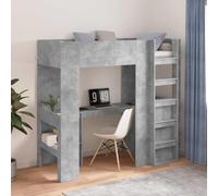 Teenpull Gray Concrete Loft Bed Frame with Desk and Shelves, Engineered Wood, 193 x 80 x 175 cm, Twin Small 75 x 190 cm, Space Saving for Student Bedroom and Compact Rooms
