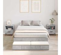 Teenpull Gray Concrete Storage Bed Frame with 4 Drawers, 120 x 200 cm Mattress Support, Plywood Construction, Space Saving Bedroom Platform for Two, Easy Care Home Use