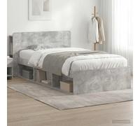 Teenpull Gray Concrete Storage Bed Frame with Headboard, 100 x 200 cm Mattress Support, Engineered Wood, Fixed Slat Base, Drawer Storage, Indoor Bedroom Use