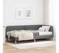 Teenpull Gray Corner Bed Frame, 100 x 200 cm, upholstered Polyester, Reversible headboard, Fixed Base, Foam Mattress, Space Saving L Shape for Bedroom, Indoor Use, Supports up to 140 kg