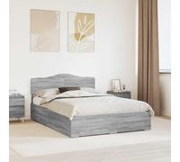 Teenpull Gray Sonoma Bed Frame with Headboard, 160 x 200 cm, Engineered Wood, slatted Base, Drawer Storage, Easy Assembly, for Adult Bedroom, Space Saving Support for restful Sleep