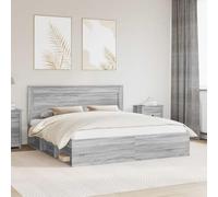 Teenpull Gray Sonoma Bed Frame with Solid Pine headboard, Engineered Wood Structure, Fixed Slat Base, Emperor Mattress Size 200 x 200 cm, Durable Bedroom Support for Guest Room or Master Suite