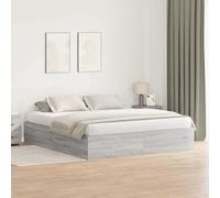 Teenpull Gray Sonoma Storage Bed Frame, 200 x 200 cm King Size, Plywood Structure, Hidden Storage, Sturdy Support for Bedroom, Guest Room, Space Saving and Organized Sleep Area