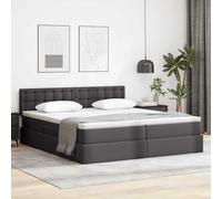 Teenpull Gray Storage Bed Base with headboard, upholstered Faux Leather, 180 x 200 cm Super King Mattress, Metal Frame, Hydraulic Lift, Bedroom Space Saving, Integrated Mattress, Easy Assembly