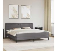 Teenpull Gray upholstered Bed Frame 200 x 200 cm, Wooden Slat Base, Padded headboard, USB LED Lights, underbed Storage, Easy Assembly for Modern Bedroom Comfort