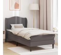 Teenpull Gray upholstered Bed Frame 90 x 190 cm with Padded headboard, Plywood Structure, Stain Resistant Synthetic Leather, Under Bed Storage, Indoor Bedroom Support for Adult and Guest Use
