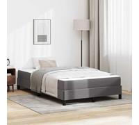 Teenpull Gray Upholstered Bed Frame with Mattress, 120 x 190 cm, Wood Slat Base, Multi Zone Comfort, Platform Support, Bedroom Use, 280 kg Capacity for Adult Guest Rooms