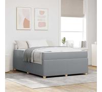Teenpull Gray upholstered Bed Frame with Mattress, 160 x 200 cm King Size, Wooden Slat Base, Breathable Fabric, Modern Bedroom Support for Two Adults, Durable Home Use