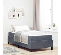 Teenpull Gray upholstered Bed Frame with Mattress, 90 x 190 cm, Engineered Wood Slat Base, Compact Single Bed for Bedroom, Adult Guest Room, Space Saving Support