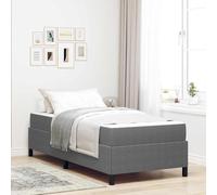 Teenpull Gray upholstered Bed Frame with Mattress, 90 x 200 cm Single Bed, Solid Wood Structure, slatted Base, Medium Firmness Pocket Sprung Mattress, Modern Bedroom Comfort for Adult and Guest Rooms