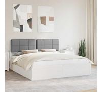 Teenpull Gray upholstered Bed Frame with Padded headboard, Solid Pine Wood Platform Base, Super King 180 x 200 cm, no Box Spring Needed, Removable Washable Cover, Modern Bedroom Support