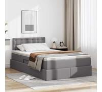 Teenpull Gray upholstered Bed with Storage and Mattress, 120 x 200 cm, Metal Frame, Hydraulic Lift canapé, slatted Base, headboard, Bedroom Space Saving for Adult or Guest Use