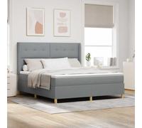 Teenpull Gray upholstered Box Spring Bed with Adjustable headboard, 180 x 200 cm Mattress, Wood Frame, Spring Mattress, Medium Firmness, Indoor Bedroom Support for Two, Modern restful Sleep