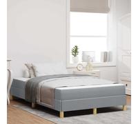 Teenpull Gray upholstered Box Spring Bed with Mattress, 120 x 190 cm, Wooden Frame, slatted Base, Medium Firm Pocket Springs, Modern Bedroom Support, Easy Assembly, Space Saving Design