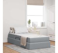 Teenpull Gray Upholstered Storage Bed with Mattress, 100 x 200 cm Single Large Size, Hydraulic Lift, Metal Frame, slatted Base, Space Saving Platform, Bedroom Furniture for Adult and Guest Rooms
