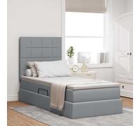 Teenpull Gray upholstered Storage Bed with Mattress 90 x 200 cm, Metal Frame, Hydraulic Side Lift, headboard, Medium Firmness, Interior Bedroom Use, Space Saving for Adult or Guest Rooms