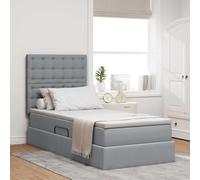 Teenpull Gray upholstered Storage Bed with Medium Mattress, 90 x 200 cm, Hydraulic Side Lift, Metal Structure, headboard, Bedroom Storage, Home Space Saving for Adults and Guests