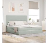 Teenpull Gray Upholstered Storage Bed with Velvet Headboard, 200 x 200 cm, Metal Frame, Hydraulic Lift, Mattress Set, Bedroom Platform for Adults, Indoor Space Saving Comfort