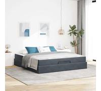 Teenpull Gray Velvet Bed Frame and Mattress Set, 180 x 200 cm Platform Base with Storage Drawers, Plywood Structure, Modern Bedroom Support for Adult and Guest Rooms Indoor Use