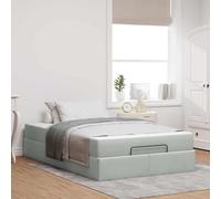 Teenpull Gray Velvet Bed Frame with Mattress, 2 Piece Set, 120 x 200 cm, slatted Base, Storage Drawers, Modern Bedroom Support for Indoor Use and Space Saving Comfort