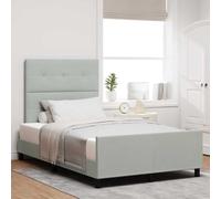 Teenpull Gray Velvet Box Spring Bed 120 x 190 cm, Wooden Pine Frame, Adjustable headboard, Bedroom Support for Two Adults, Indoor Use, Modern upholstered Base with restful Comfort