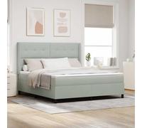 Teenpull Gray Velvet Box Spring Bed Frame with LED Lights, 180 x 200 cm Mattress Size, Adjustable headboard, Wooden Structure, Indoor Bedroom Use, Modern Comfort for Two