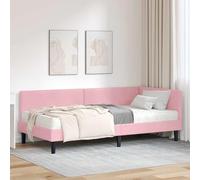 Teenpull Gray Velvet Corner Bed Frame with Mattress, Wall Mounted headboard, Plywood Platform Base, 100 x 200 cm Single Size, Indoor Bedroom Use, Space Saving Support for restful Sleep