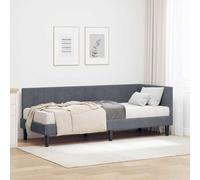 Teenpull Gray Velvet Corner Bed Frame with Mattress, Wooden Bed Base, upholstered headboard, 80 x 200 cm, Space Saving Design for Bedroom, Guest Room, Indoor Use, 2 Piece Set
