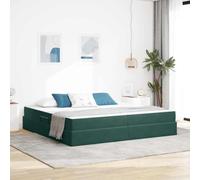 Teenpull Green Dark Velvet Storage Bed with Mattress, King Size 200 x 200 cm, Hydraulic Lift, Metal Frame, Slatted Base, Bedroom Space Saving for Adult Guest Room Home