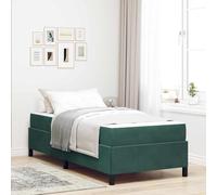 Teenpull Green upholstered Bed Frame with Mattress, 90 x 190 cm, Wooden Engineered Structure, slatted Base, for Bedroom, Modern Sleep Support, Durable Fabric, Dark Green