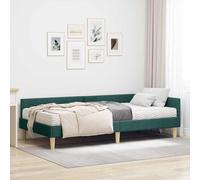 Teenpull Green Upholstered Corner Bed Frame with Mattress, slatted Base, Padded headboard, Breathable Fabric, Plywood Structure, Platform Bed for Bedroom, Single Short 90x190 cm, Space Saving