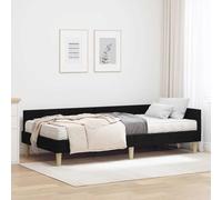 Teenpull Green upholstered Corner Bed Frame with Mattress, slatted Base Platform, Breathable Fabric, Plywood Structure, Adjustable headboard, 90 x 200 cm, Modern Bedroom Comfort
