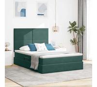 Teenpull Green upholstered Storage Bed with Mattress, Metal Frame, Velvet headboard, RGB LED Light, Hydraulic Lift Base, 140 x 200 cm, for Bedroom, Adult Use, Indoor Space Saving
