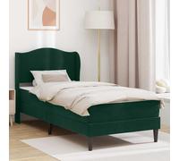 Teenpull Green Velvet Bed Frame 100 x 200 cm with slatted Base, Plywood Structure, upholstered headboard, Under Bed Storage, Indoor Bedroom Support for One Person